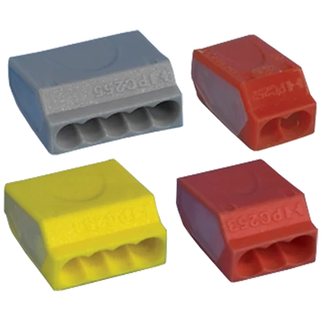 TRACON Csavar nélküli vezetékösszekötő, sárga, 4x(0,75-2,5mm2) 450VAC, max. 16A (TRC254)