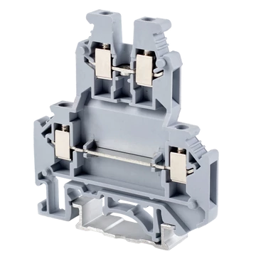TRACON Emeletes ipari sorozatkapocs, csavaros, sínre, szürke, 0,2-2,5mm2, 500VAC, 32A (TSKA2,5/2)