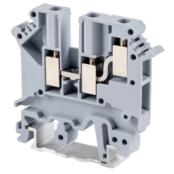 TRACON Háromkapcsos ipari sorozatkapocs, csavaros, sínre, szürke, 0,2-4mm2, 500VAC, 32A (TSKA4/3)