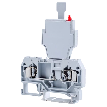 TRACON Biztosítékos ipari sorozatkapocs, rugós, sínre, szürke, 250V 6.3A 0.08-4 mm2 2P (TSKC4B)