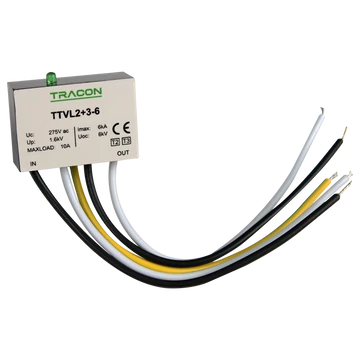 TRACON Túlfeszültség levezető, Un=230-275VAC, 3/6kA, Up=1,5kV, IP20 (TTVL2+3-6)