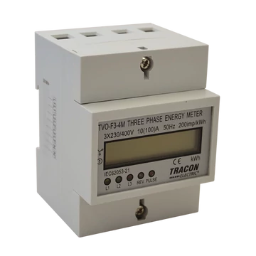 TRACON LCD kijelzésű fogyasztásmérő, közvetlen, 3 fázisú, 4 modul, 400V / 10 (100)A Pd=3W (TVO-F3-4M)