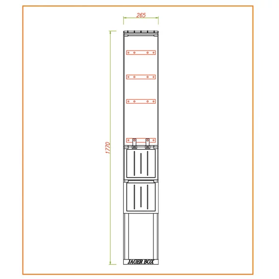 CSATÁRI PLAST PVT-K-L 26 FE Földkábel elosztó szekrény, szakaszoló nélkül, 260x1770/250 mm (CSP 74000001)
