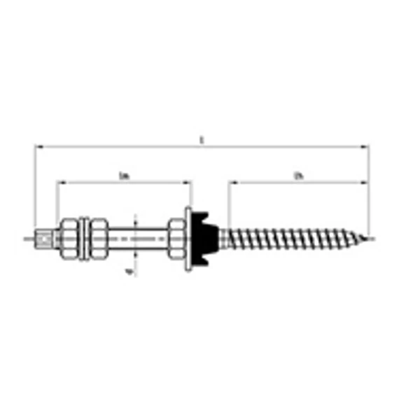 Kombi ászokcsavar alátéttel, anyával, fakötésű alátéttel, EPDM alátéttel, A2,rozsdamentes, M 10x160 (1990822110160)