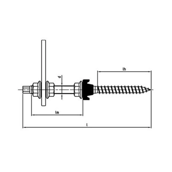 Kombi ászokcsavar recés anyával, EPDM alátéttel, adapterrel rozsdamentes M 10x200 (1990822310200)