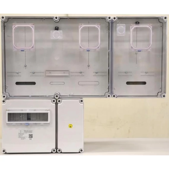 CSATÁRI PLAST PVT 7590 Á-V-H Fm-SZ-U Egy felhasználási helyes M63.80A, V32A és H63.80A mérőszekrény, szabadvezetékes, felületre szerelt kivitelben, PVT 1530 FF fő földelő sínnel (CSP24.E127)