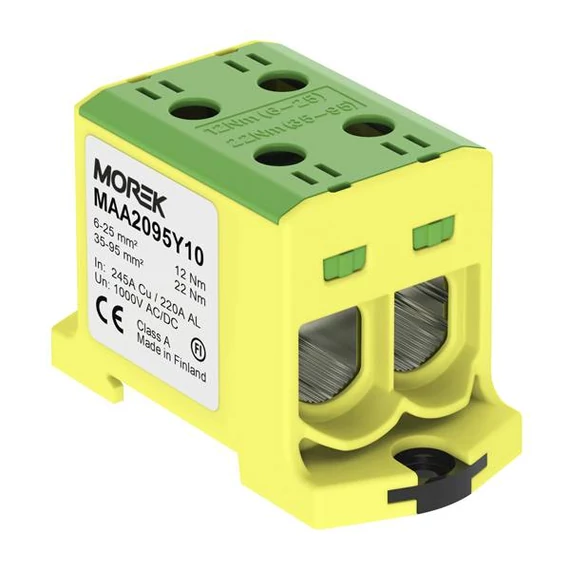 MOREK OTL95-2 Fővezetéki sorkapocs, 2xAl/Cu 6-95 mm2, 1500V, zöld/sárga (MAA2095Y10)