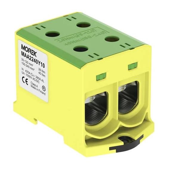 MOREK OTL240-2 Fővezetéki sorkapocs, 2xAl/Cu 35-240, 1500V, zöld/sárga (MAA2240Y10)