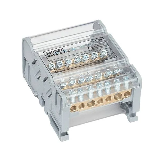 MOREK Moblock Elosztóblokk, 4P, 2x25 + 5x6mm2, 100A (MAB4100A18)