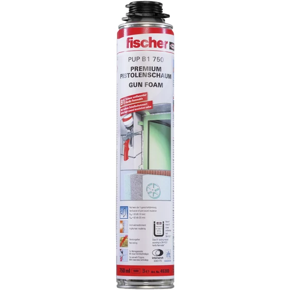 FISCHER PUFS 750 Nehezen gyulladó purhab, 750ml, betonszürke (pisztolyhab) (45300)