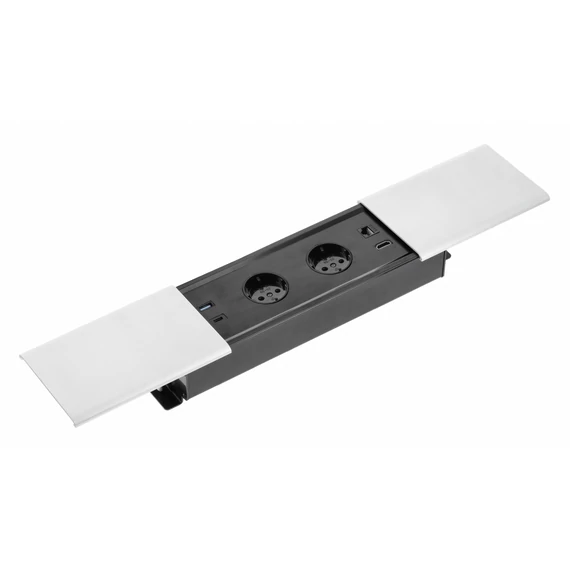 GTV Asztalba süllyeszthető irodai elosztó, 2x(2P+F), USB A+C, HDMI, RJ45, kábel 1,5 m, IP20, fehér (GTV-AE-PB2SPRES-10)