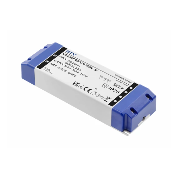 GTV LED tápegység PRO+,12V DC, 150W, IP20, 12,5A, túláram, rövidzár és túlmelegedés védelem (GTV-LD-ZASPROPLUS150W)