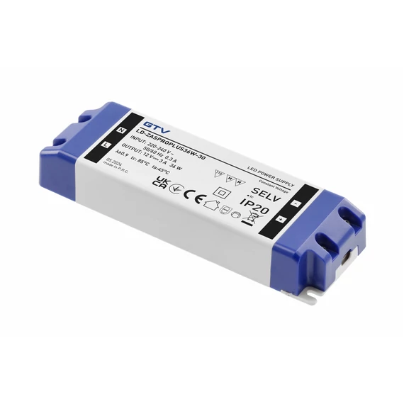 GTV LED tápegység PRO+,12V DC, 36W, IP20, 3A, túláram, rövidzár és túlmelegedés védelem (GTV-LD-ZASPROPLUS36W)