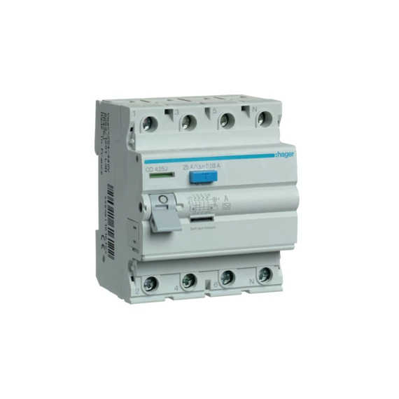 HAGER FI-relé 4P, 25A, 30mA, A (CD425J)