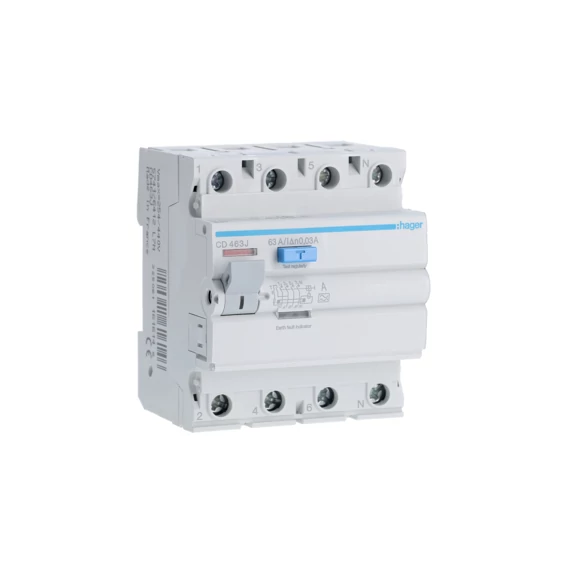 HAGER FI-relé 4P, 63A, 30mA, A (CD463J)