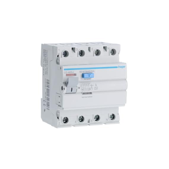 HAGER FI-relé 4P, 63A, 30mA, A (CD463J)