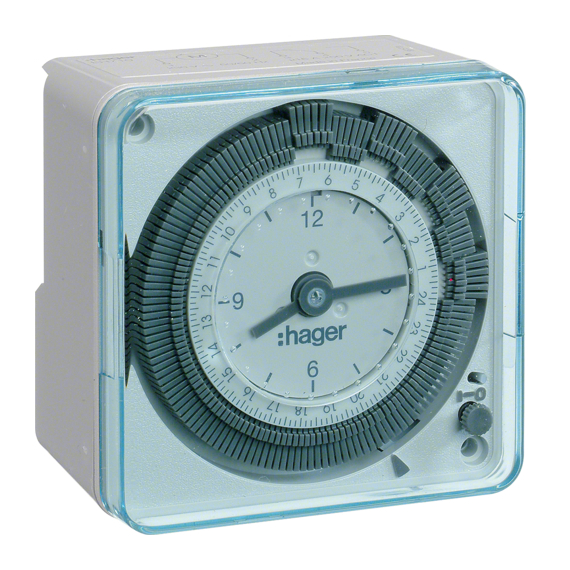 HAGER Analóg kompakt napi kapcsolóóra, 1 váltó, 16A, 20perc/kapcsolás (EH710)