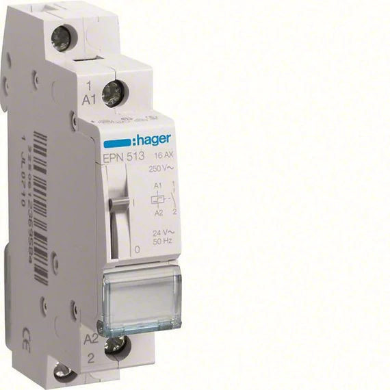 HAGER Impulzusrelé, 1 záró 16 A 24 V/12 V (EPN513)