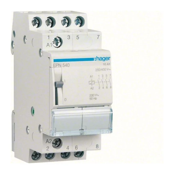 HAGER Impulzusrelé, 4 záró 16 A 230 V/110 V (EPN540)
