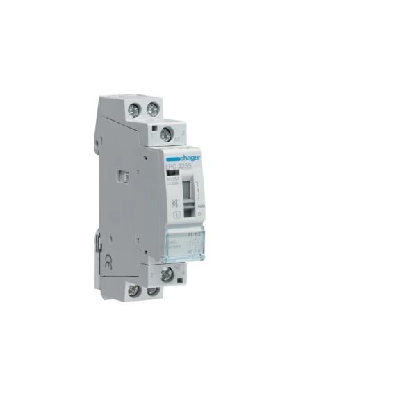 HAGER Csendes mágneskapcsoló, 2Z, 25A, 230V AC, I-0-II, moduláris (ERC225S)
