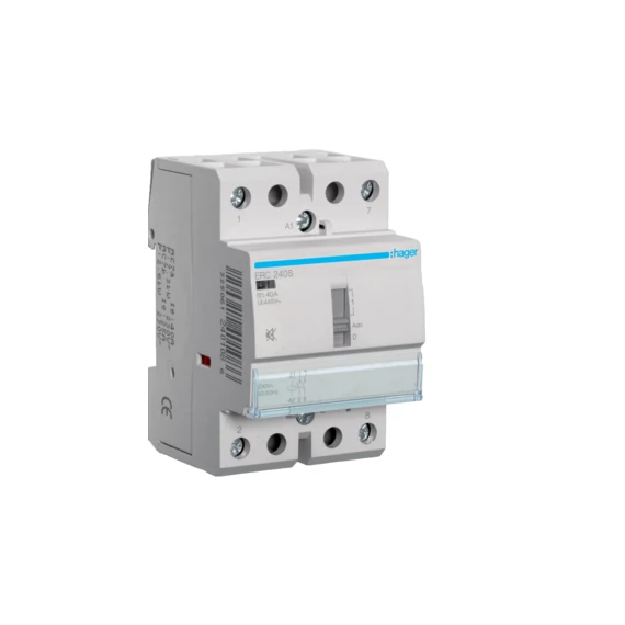 HAGER Csendes mágneskapcsoló, 2Z, 40A, 230V AC, I-0-II, moduláris (ERC240S)