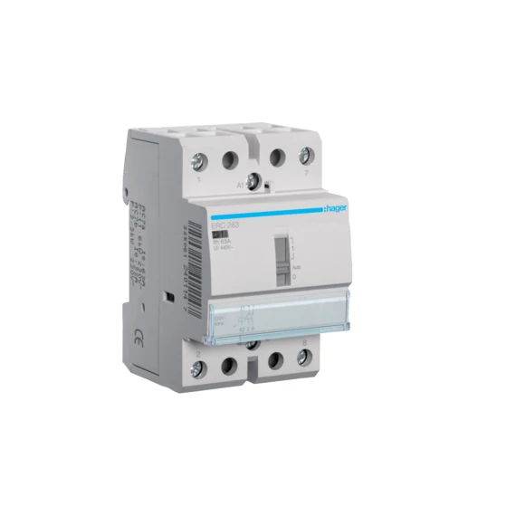 HAGER Mágneskapcsoló, 2Z, 63A, 230V AC, I-0-II, moduláris (ERC263)