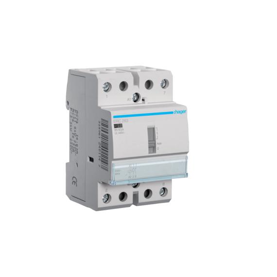 HAGER Mágneskapcsoló, 2Z, 63A, 230V AC, I-0-II, moduláris (ERC263)