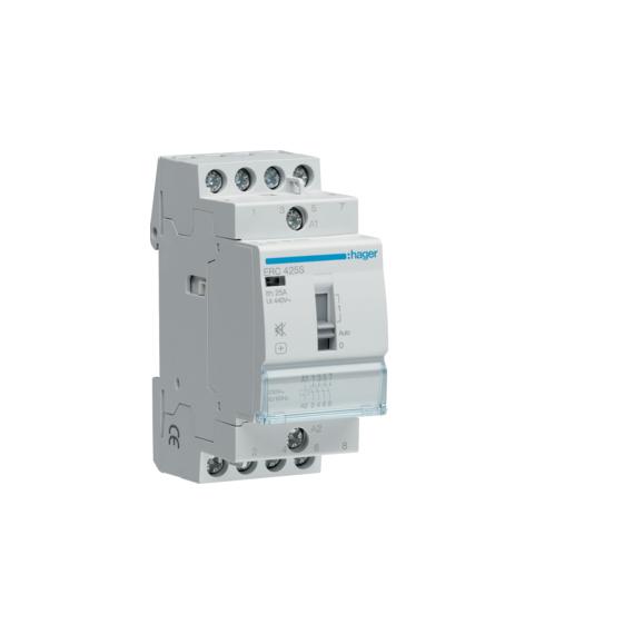 HAGER Csendes mágneskapcsoló, 4Z, 25A, 230V AC, I-0-II, moduláris (ERC425S)