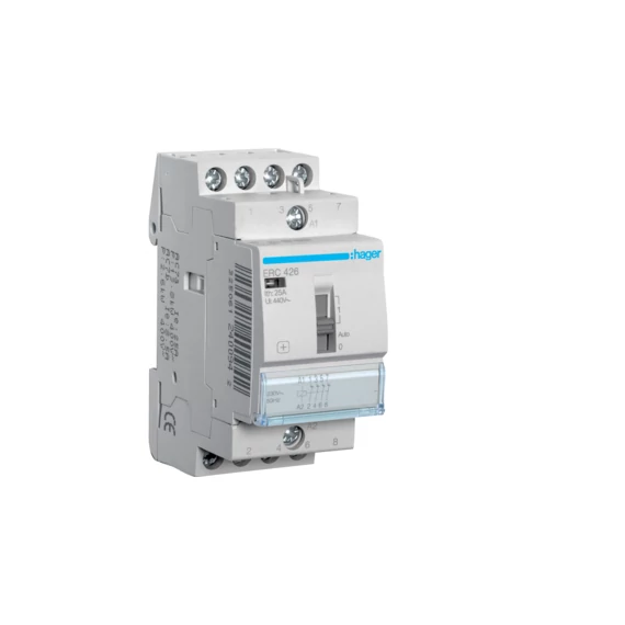 HAGER Mágneskapcsoló, 4NY, 25A, 230V AC, I-0-II, moduláris (ERC426)