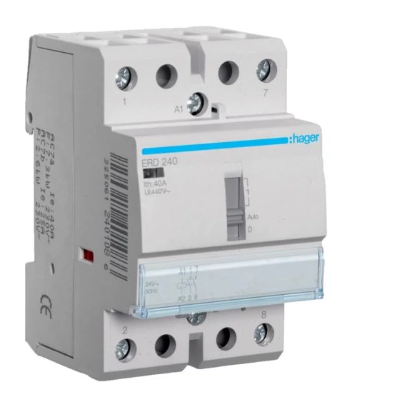 HAGER Mágneskapcsoló, 2Z, 40A, 24V AC, I-0-II, moduláris (ERD240)