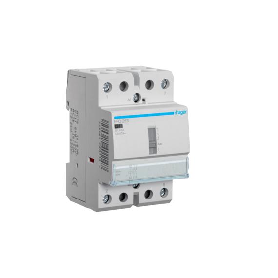 HAGER Mágneskapcsoló, 2Z, 63A, 24V AC, I-0-II, moduláris (ERD263)
