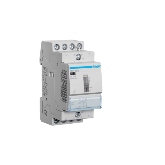 HAGER Mágneskapcsoló, 4Z, 25A, 24V AC, I-0-II, moduláris (ERD425)