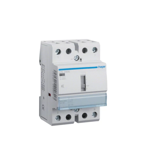 HAGER Csendes mágneskapcsoló, 2Z, 40A, 12V AC/DC, I-0-II, moduláris (ERL240S)