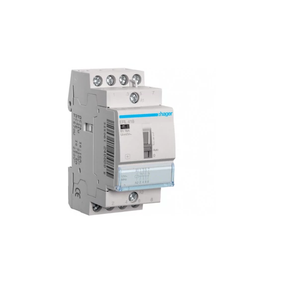 HAGER Mágneskapcsoló, 2Z+2NY, 16A, 12V AC, I-0-II, moduláris (ERL418)
