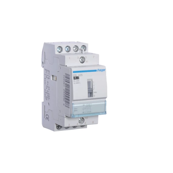 HAGER Mágneskapcsoló, 4Z, 25A, 12V AC, I-0-II, moduláris (ERL425)