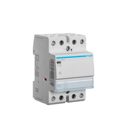 HAGER Csendes mágneskapcsoló, 2Z, 63A, 230V AC, moduláris (ESC263S)