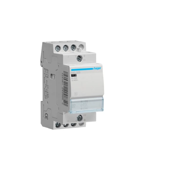 HAGER Mágneskapcsoló, 3Z, 25A, 230V AC, moduláris (ESC325)