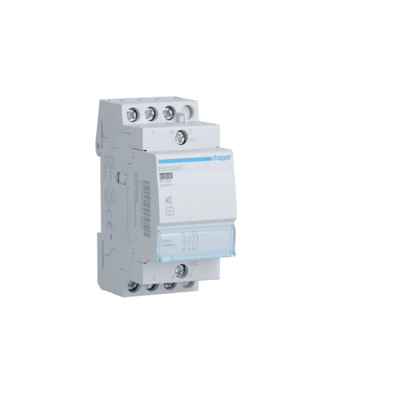 HAGER Csendes mágneskapcsoló, 3NY, 25A, 230V AC, moduláris (ESC326S)
