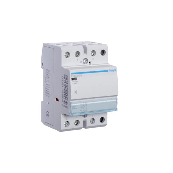 HAGER Csendes mágneskapcsoló, 3Z, 40A, 230V AC, moduláris (ESC340S)