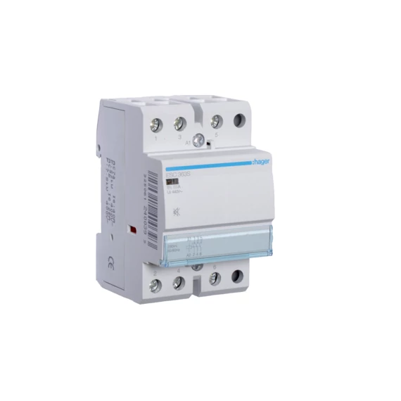 HAGER Csendes mágneskapcsoló, 3Z, 63A, 230V AC, moduláris (ESC363S)