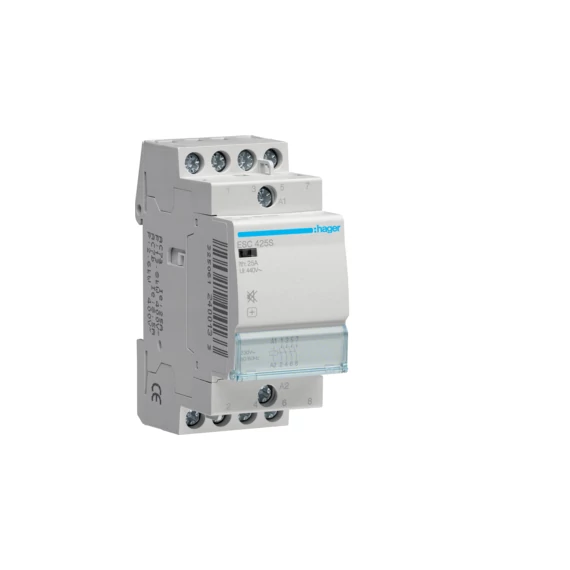 HAGER Csendes mágneskapcsoló, 4Z, 25A, 230V AC, moduláris (ESC425S)