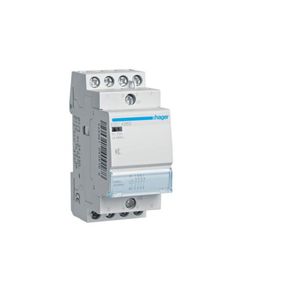 HAGER Csendes mágneskapcsoló, 4NY, 25A, 230V AC, moduláris (ESC426S)