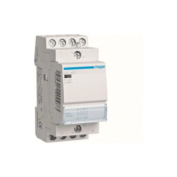 HAGER Mágneskapcsoló, 2Z+2NY, 25A, 230V AC, moduláris (ESC427)