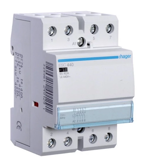 HAGER Mágneskapcsoló, 4Z, 40A, 230V AC, moduláris (ESC440)