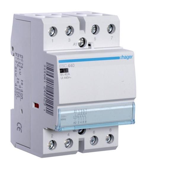HAGER Mágneskapcsoló, 4Z, 40A, 230V AC, moduláris (ESC440)