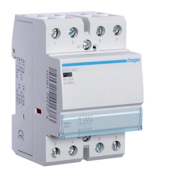 HAGER Mágneskapcsoló, 4NY, 40A, 230V AC, moduláris (ESC441)