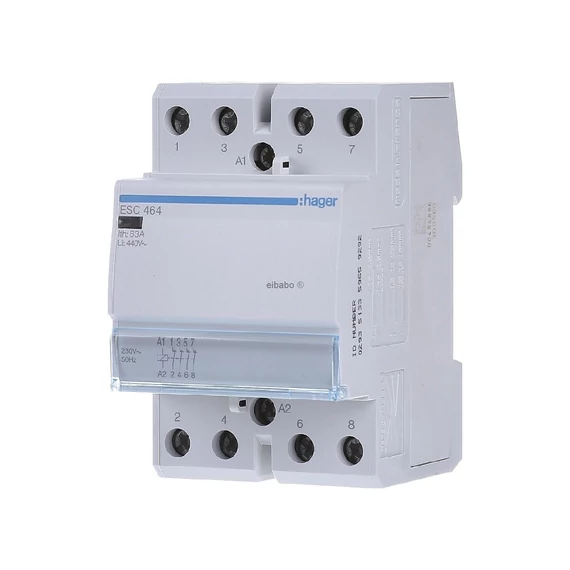HAGER Mágneskapcsoló, 4NY, 63A, 230V AC, moduláris (ESC464)