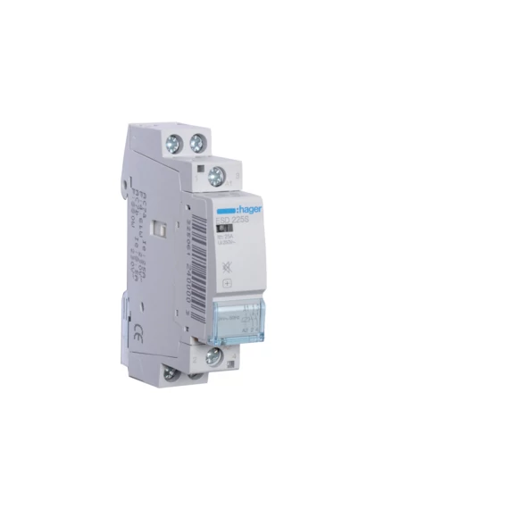 HAGER Csendes mágneskapcsoló, 2Z, 25A, 24V AC/DC, moduláris (ESD225S)