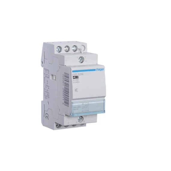 HAGER Csendes mágneskapcsoló, 3Z, 25A, 24V AC/DC, moduláris (ESD325S)