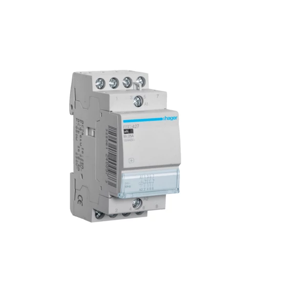 HAGER Mágneskapcsoló, 2Z+2NY, 25A, 24V AC, moduláris (ESD427)